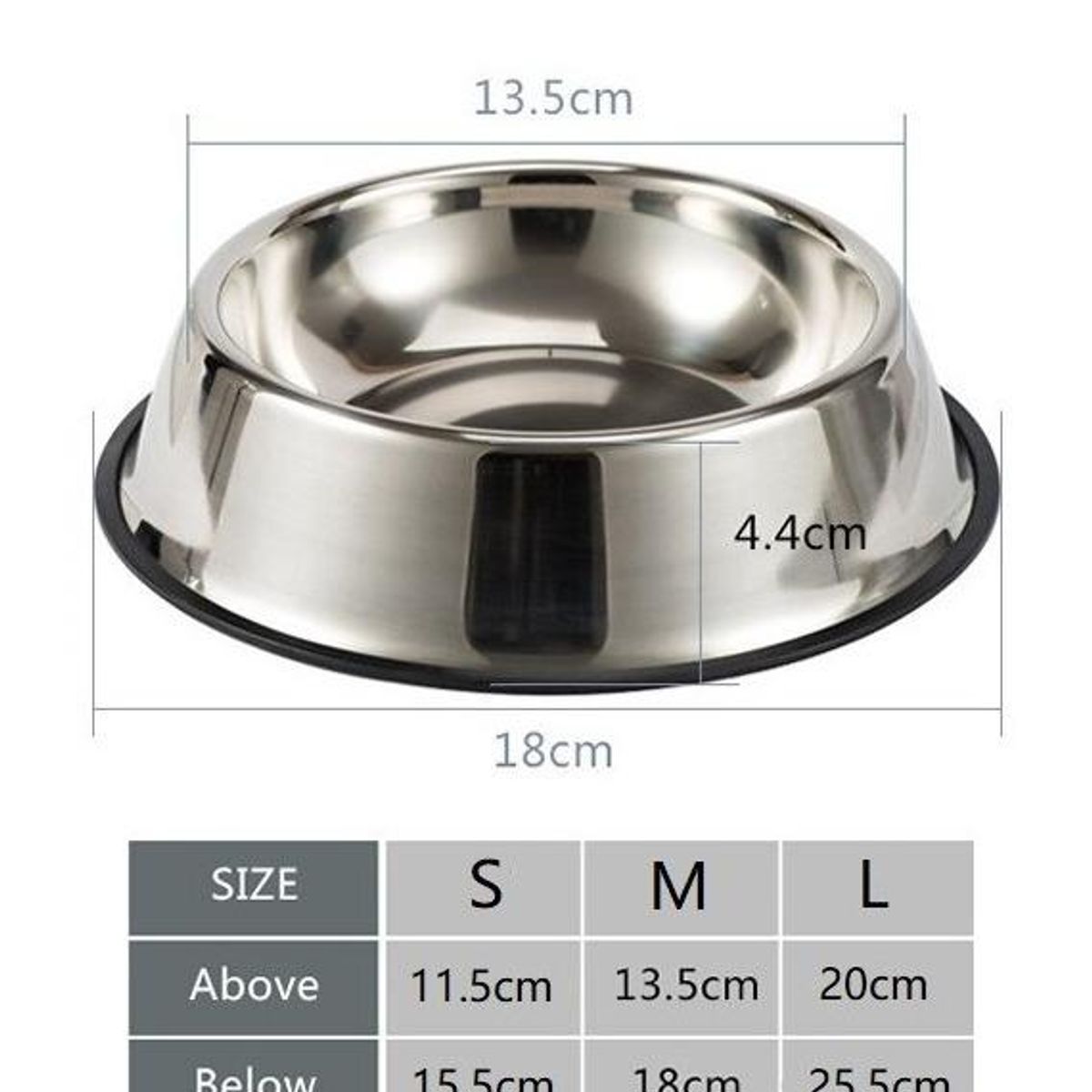 GENERICO - Plato Antideslizante de Acero Inoxidable para Mascotas 12cm.