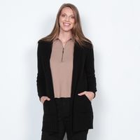 CHALECO MANGA LARGA CON CAPUCHA Y BOLSILLOS