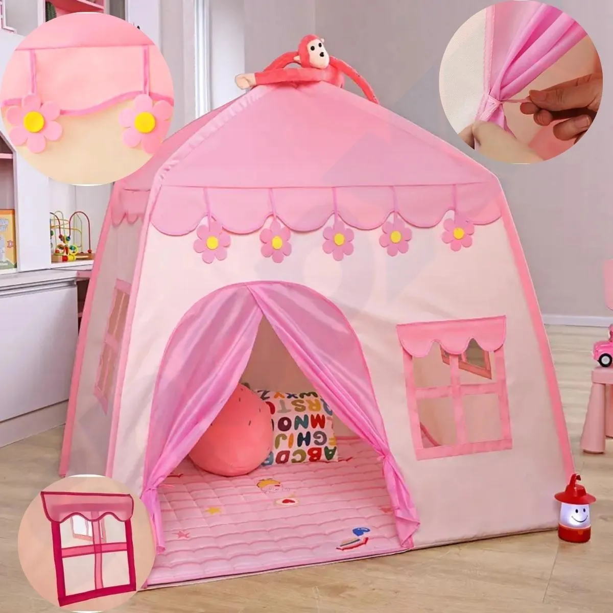 GENERICO - Carpa infantil rosa resistente y fácil de transportar