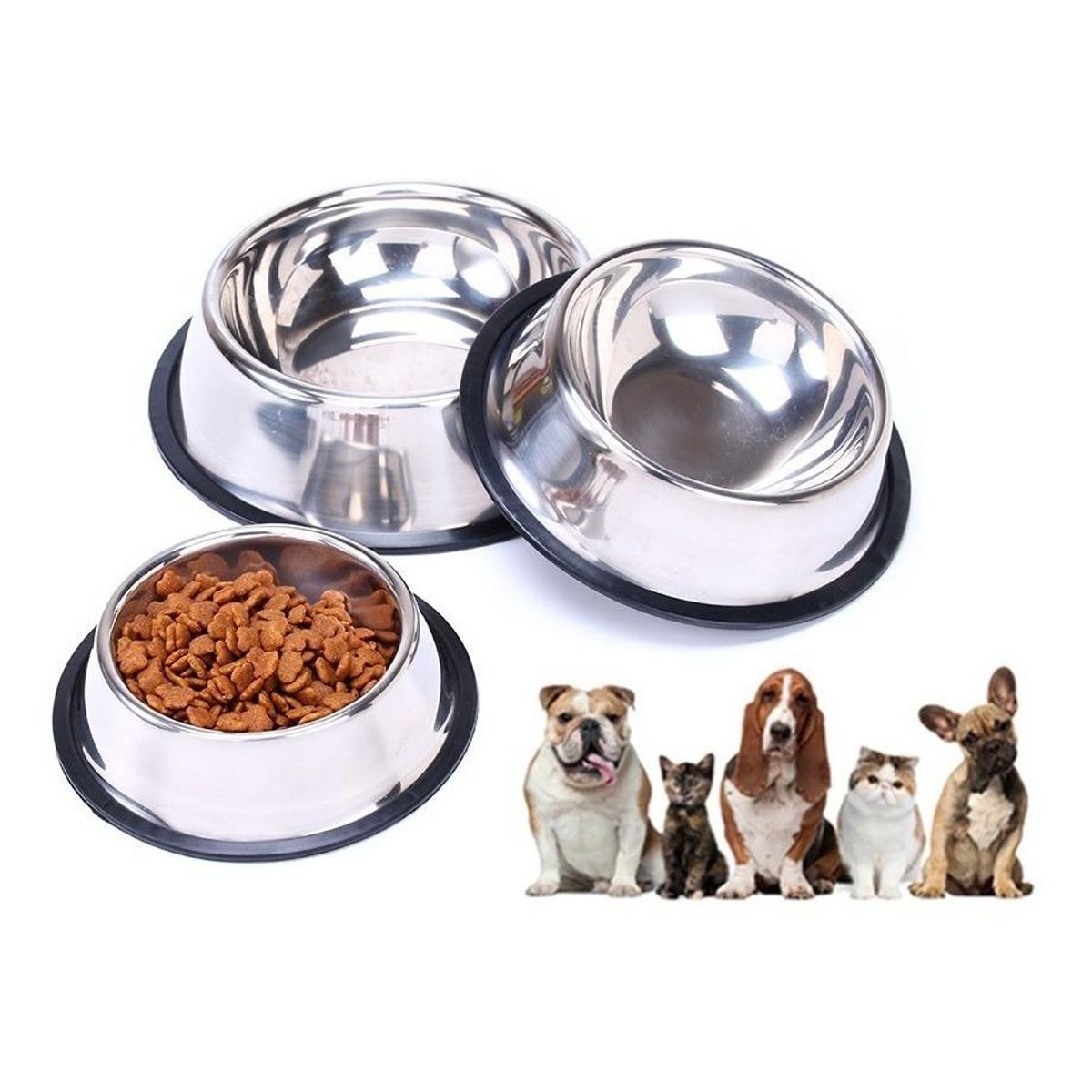 GENERICO - Cuenco Antigolpes de Acero Inoxidable para Mascotas 20cm