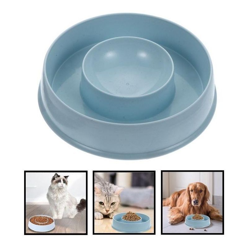 GENERICO - Plato Doble Anti Ansiedad para Comida y Agua de Mascotas