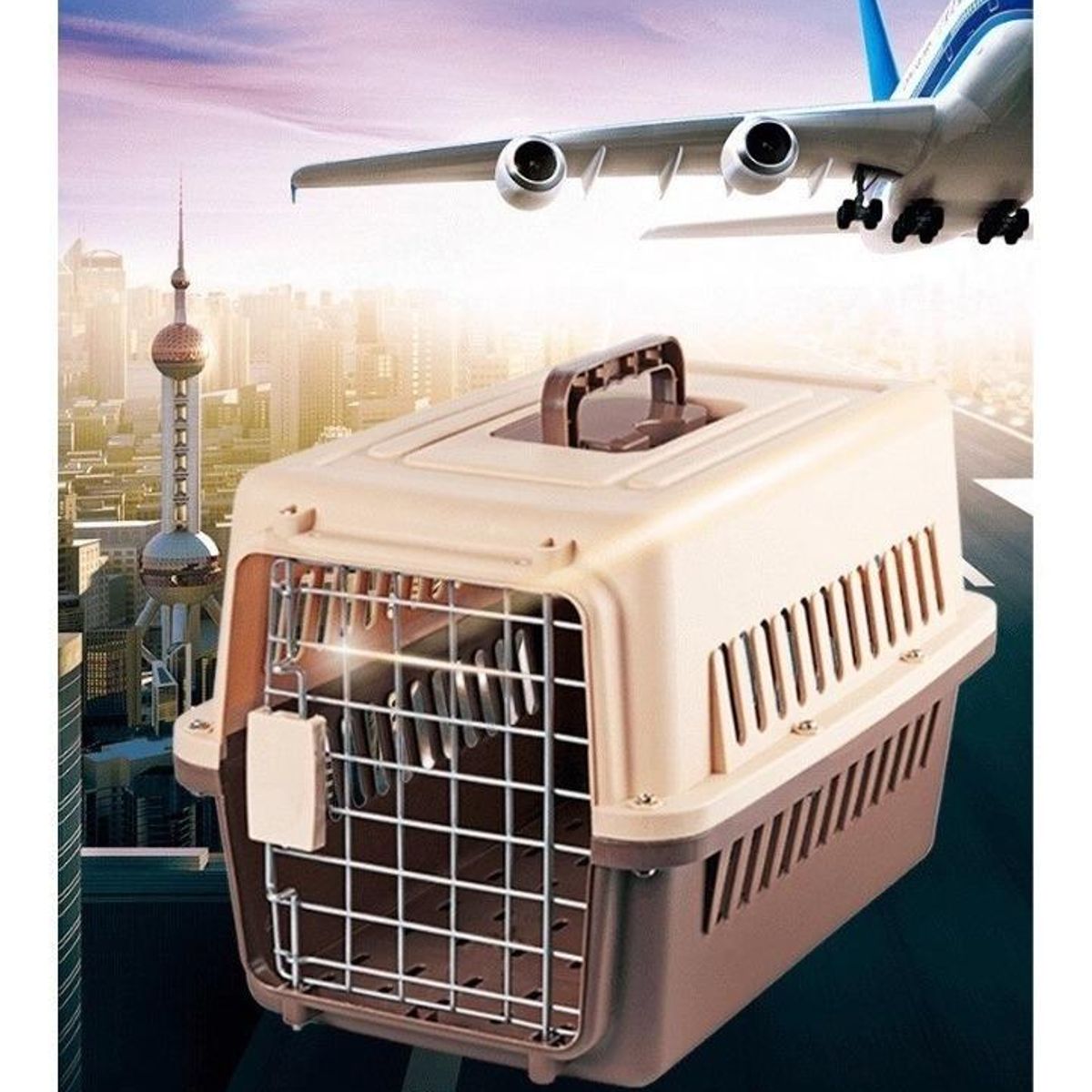 GENERICO - Jaula Transportadora para Perros y Gatos 61x40x41 cm