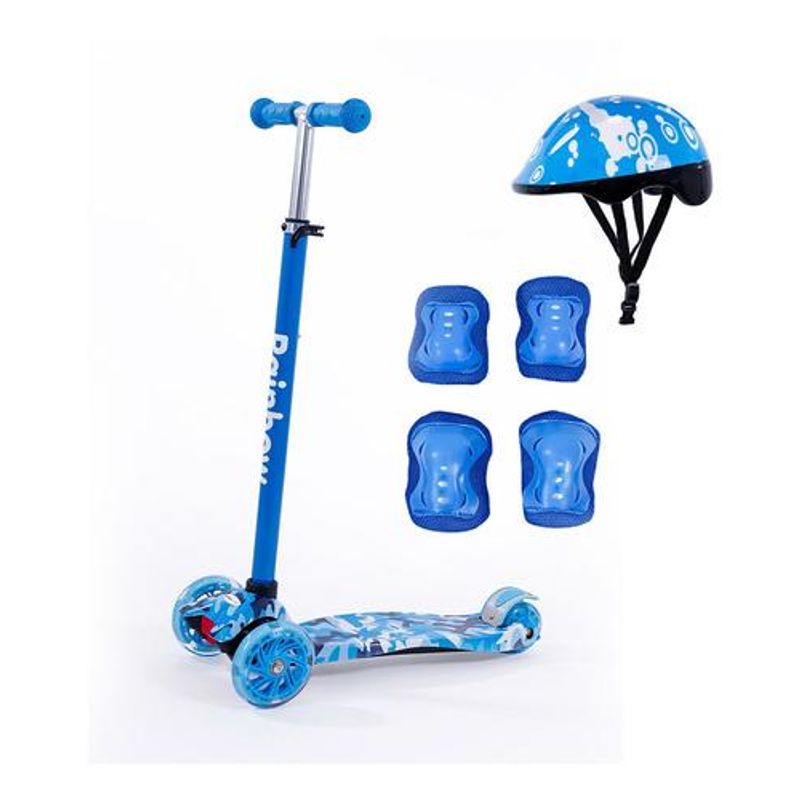 GENERICO - Monopatín WIND con Protecciones y Luces LED Azul