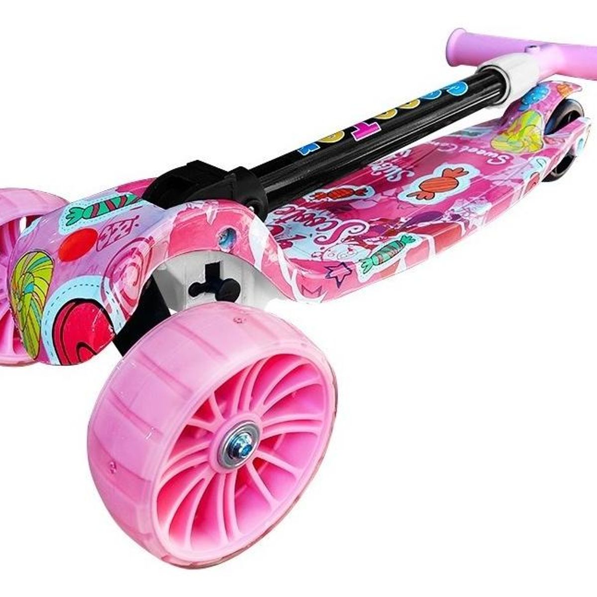 GENERICO - Scooter Plegable para Niños con Ruedas LED Color Rosado Candy