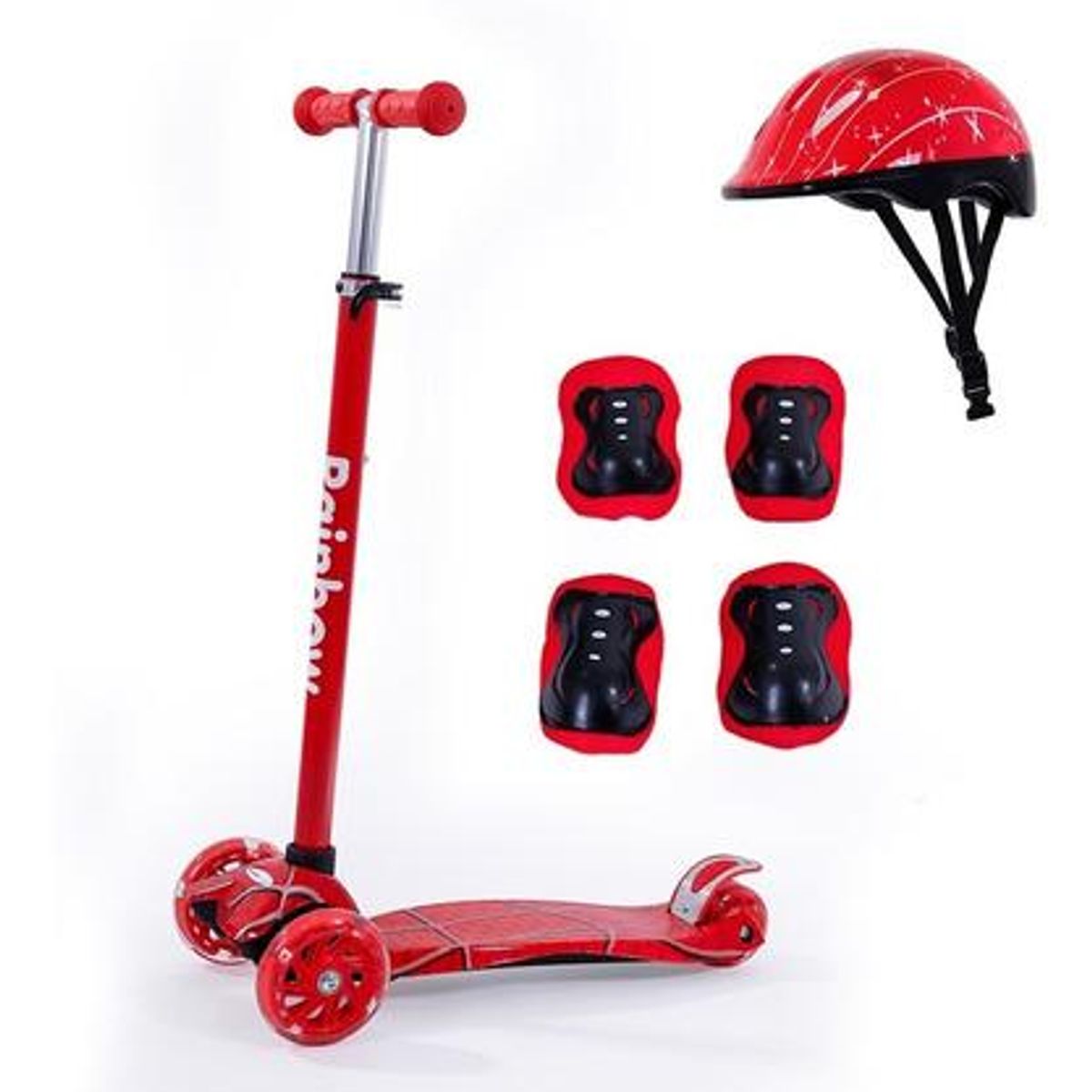 GENERICO - Monopatín Infantil Colorido con Casco y Protecciones