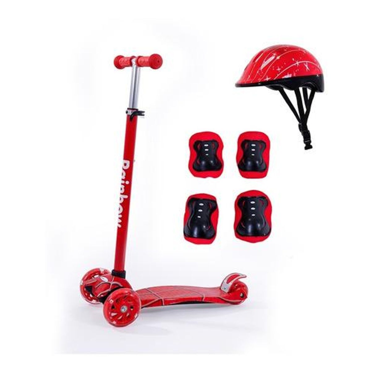 GENERICO - Monopatín Infantil Colorido con Casco y Protecciones