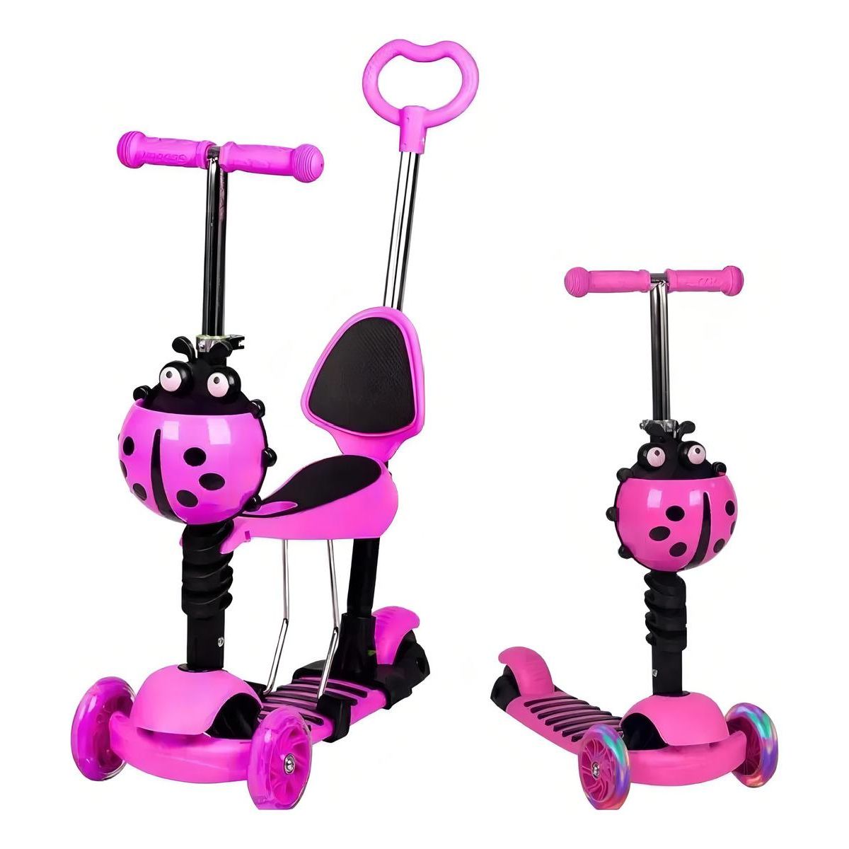 GENERICO - Monopatín Scooter 5 en 1 con Luz LED Rosa Chicle