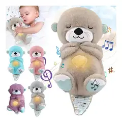 GENERICO - Peluche de Nutria Respirante con Sonido y Luz para Niños.-