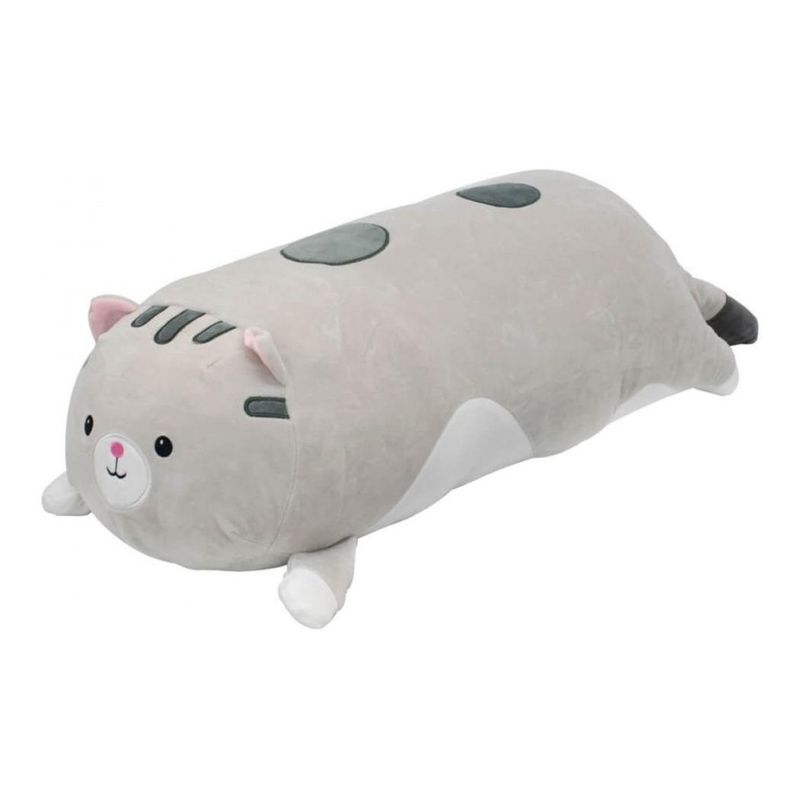 GENERICO - Cojín cilíndrico de felpa en forma de gato gris 635 cm