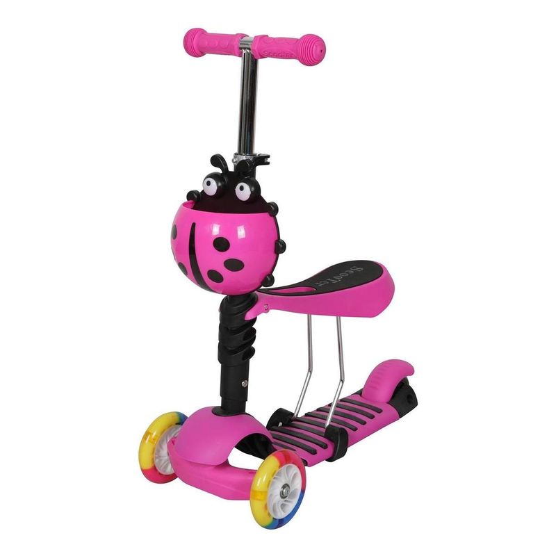 GENERICO - Scooter 2 en 1 para Niños Diseño de Oruga Rosa