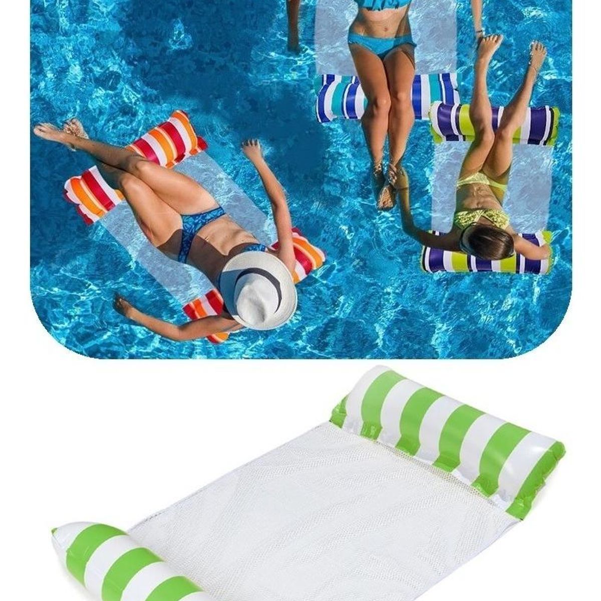 GENERICO - Flotador Silla Hamaca Inflable para Piscina Verde Adulto