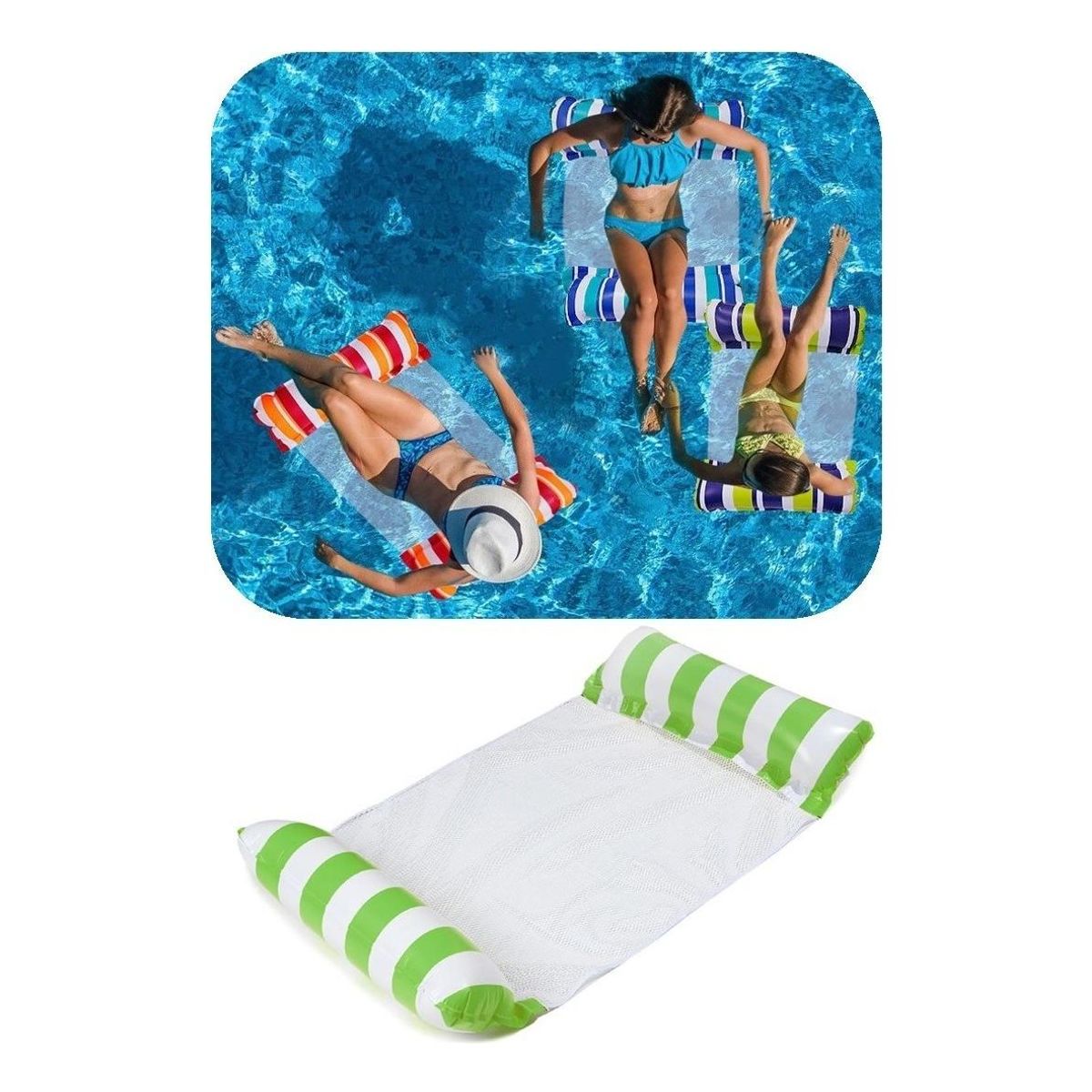 GENERICO - Flotador Silla Hamaca Inflable para Piscina Verde Adulto