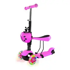 GENERICO - Scooter Rosa Ajustable con Luces LED para Niños