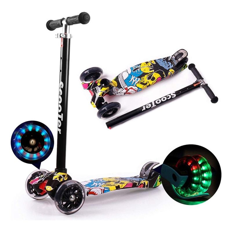 GENERICO - Patinete Desmontable 3 Ruedas con Luces LED para Niños Amarillo