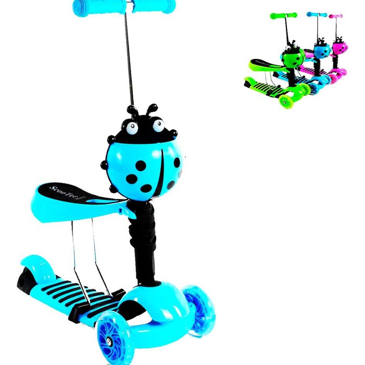 GENERICO - Scooter Infantil 3 En 1 con Luces Color Celeste