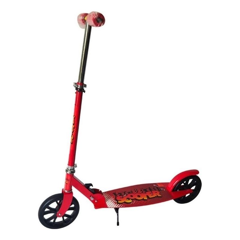 GENERICO - Monopatín Plegable de Metal con 2 Ruedas de 200mm - Rojo