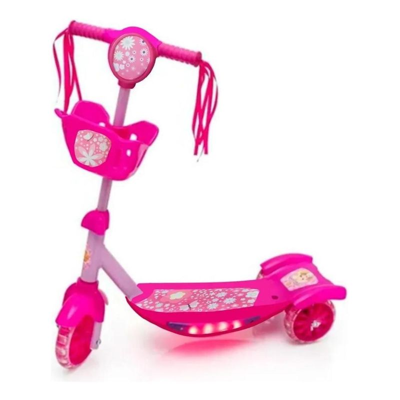GENERICO - Patinete Musical Infantil Rosa de 3 Ruedas con Luces