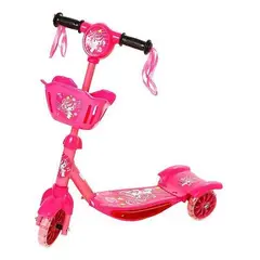 GENERICO - Scooter Infantil Rosa de 3 Ruedas con Cesta