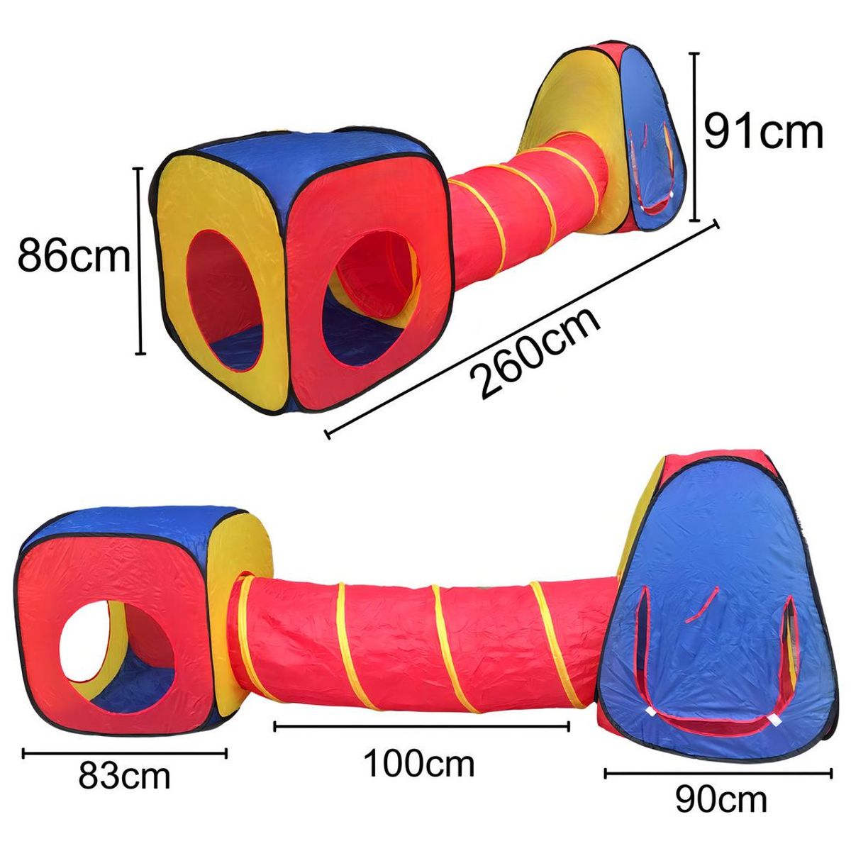 GENERICO - Tienda de campaña infantil 3 en 1 con túnel y pelotero