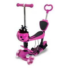 GENERICO - Scooter Infantil 3 Ruedas 5 en 1 con Diseño de Mariquita