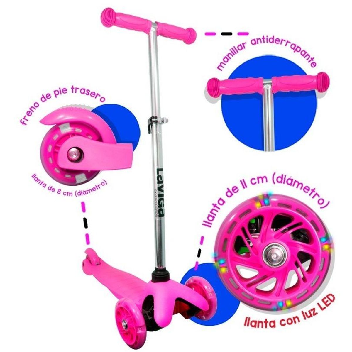 GENERICO - Scooter Patín Infantil con Casco y Protecciones para 3 a 6 Años