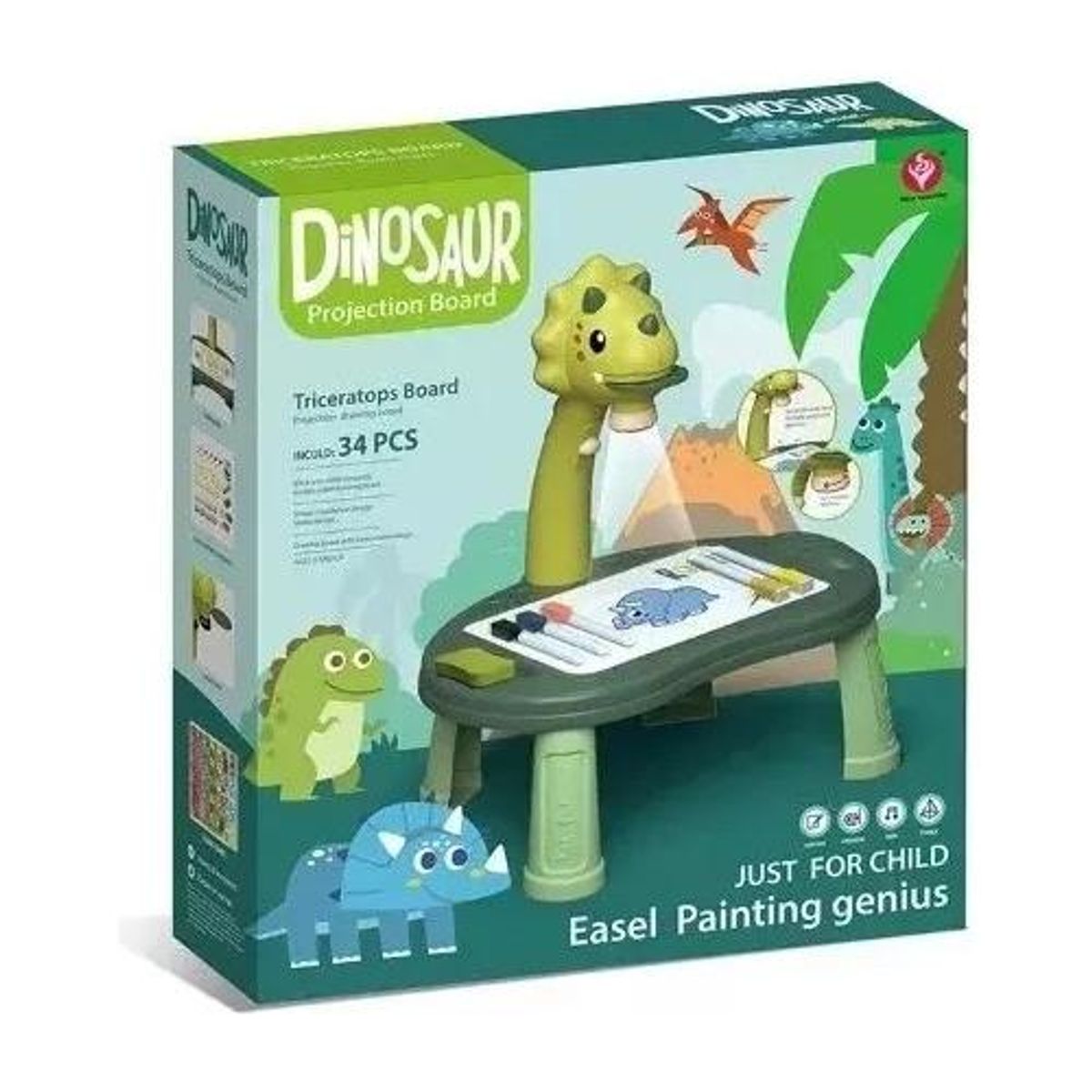 GENERICO - Mesa Proyector Artístico Dinosaurs 34 Piezas para Niños