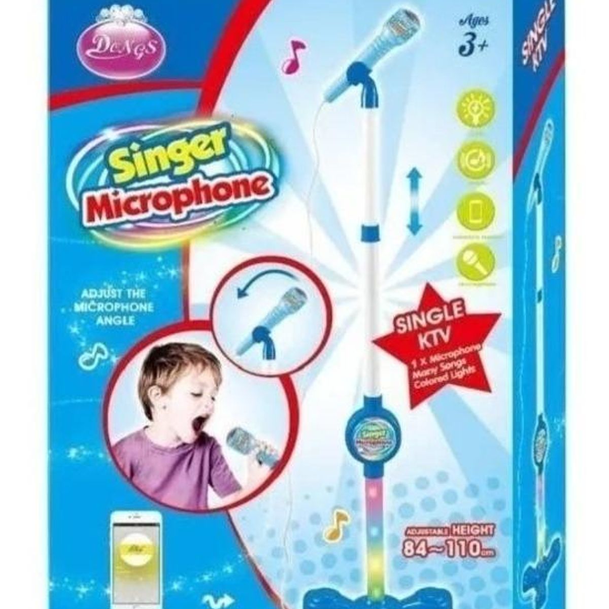 GENERICO - Micrófono de Karaoke con Pedestal y Conexión Auxiliar