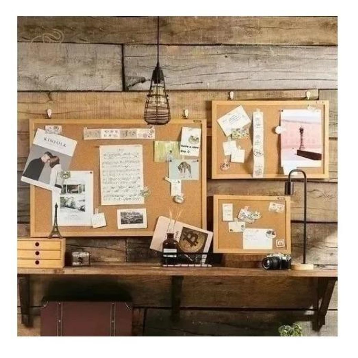 GENERICO - Pizarra de Corcho 40 x 60 cm con Marco de Madera