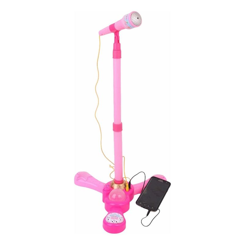 GENERICO - Micrófono Infantil Rosa con Pie y Luces para Diversión