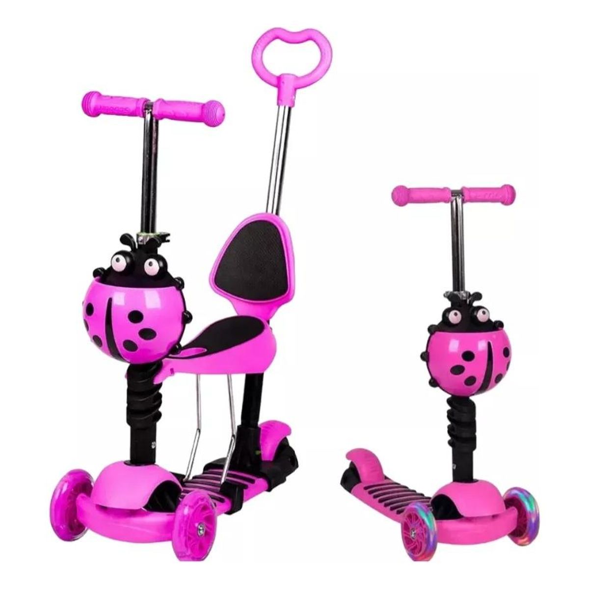 GENERICO - Monopatín Scooter 5 En 1 con Luz LED Rosa y Azul