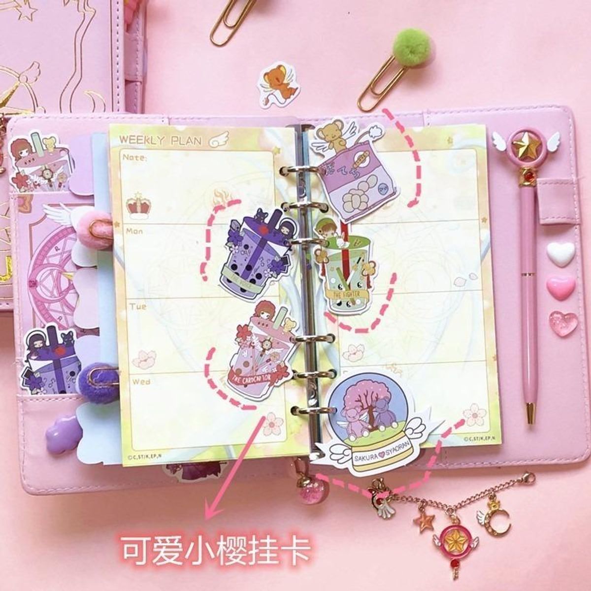 GENERICO - Agenda de Anime Sakura Card Captors con 20 Accesorios