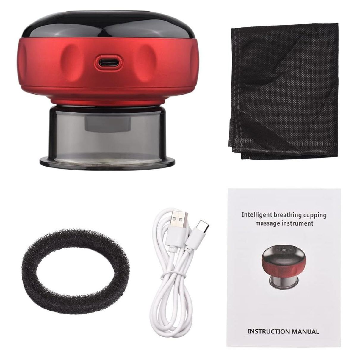 GENERICO - Masajeador de Ventosa con Vibración y Luz Roja