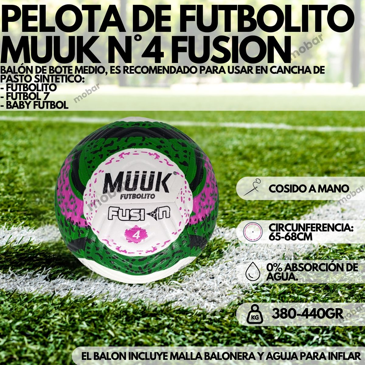 MUUK - Balon Pelota Futbolito Baby Futbol Muuk Fusion N4 Bote Bajo