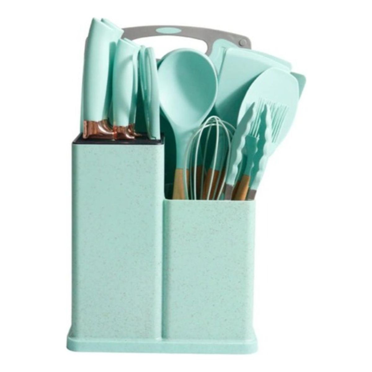 GENERICO - Set de 18 Utensilios de Cocina de Silicona y Acero Inoxidable