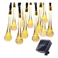 GENERICO - Guirnalda LED Solar de Gotas de Agua 6 Metros para Navidad