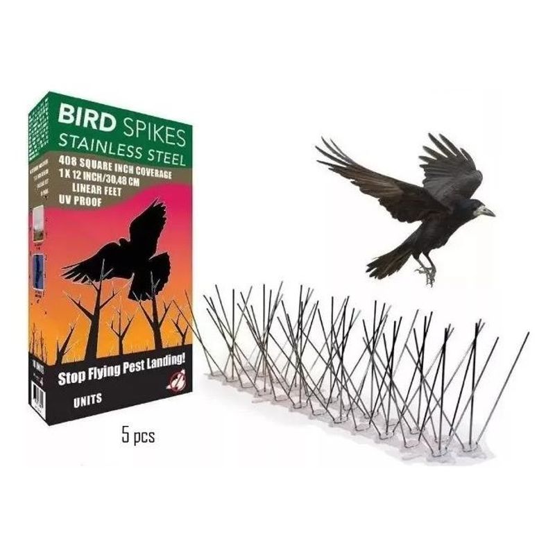 GENERICO - Pack de 5 Púas Repele Aves de Acero Inoxidable