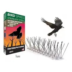 GENERICO - Pack de 5 Púas Repele Aves de Acero Inoxidable