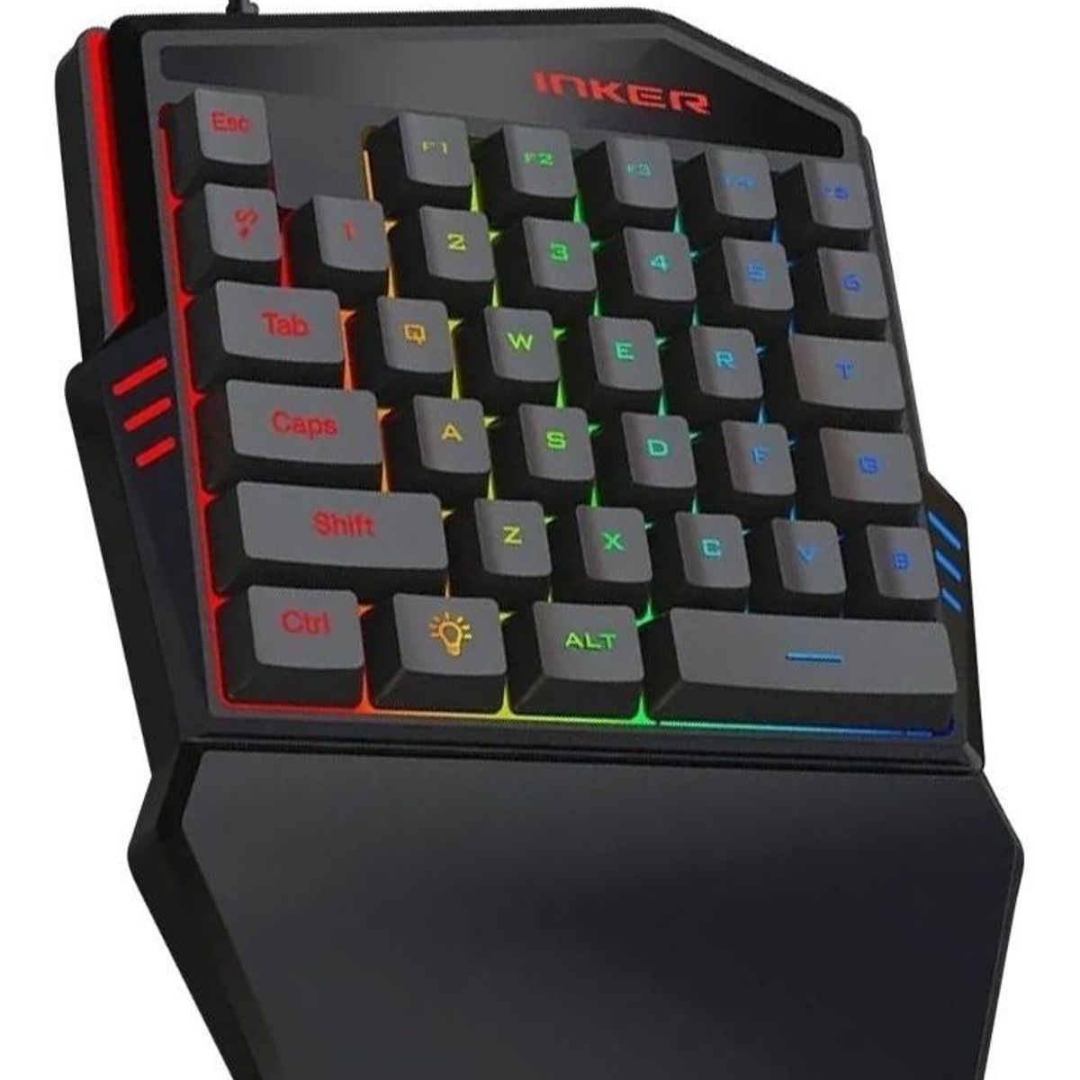 GENERICO - Teclado Gamer Ergonómico Iluminado RGB de Una Mano