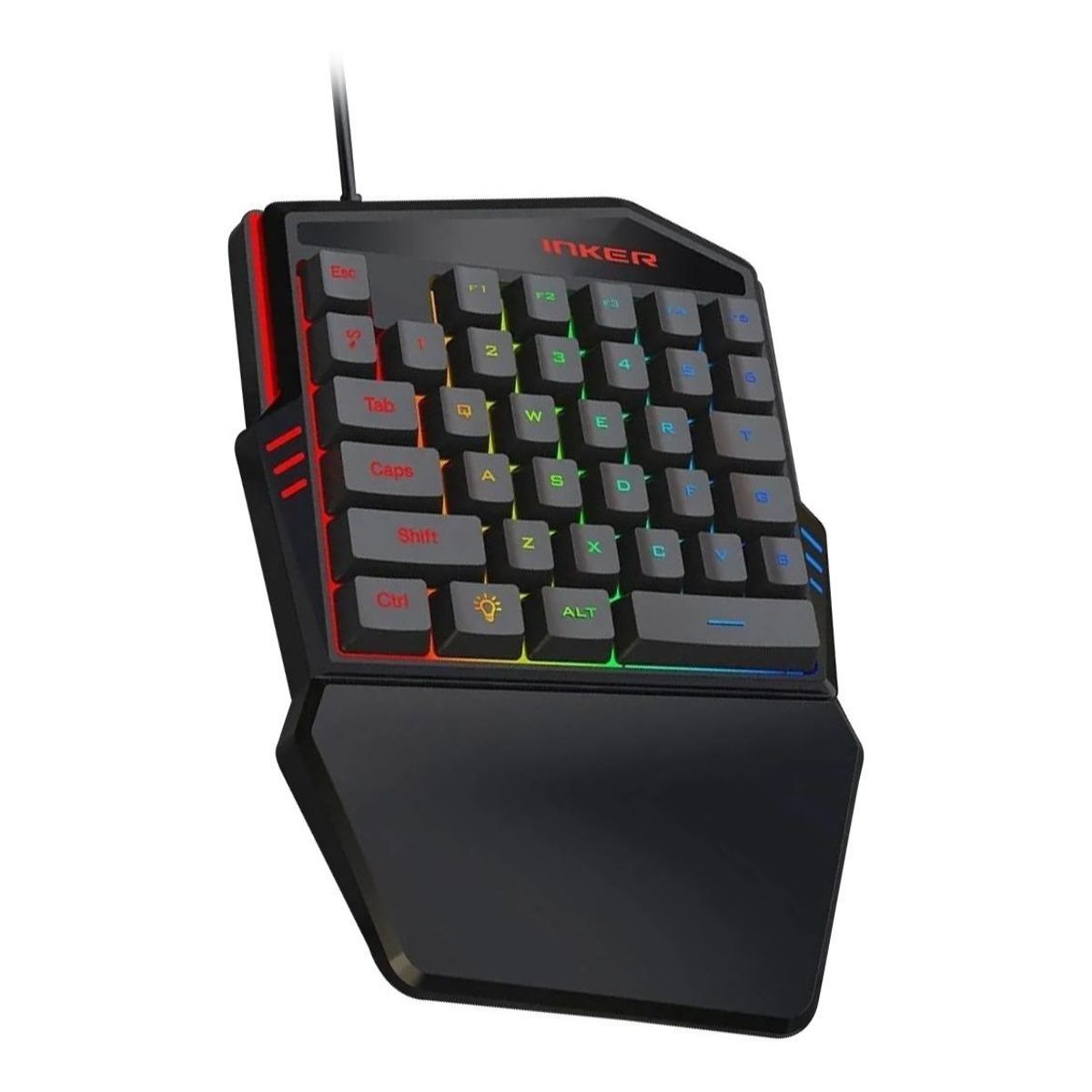 GENERICO - Teclado Gamer Ergonómico Iluminado RGB de Una Mano