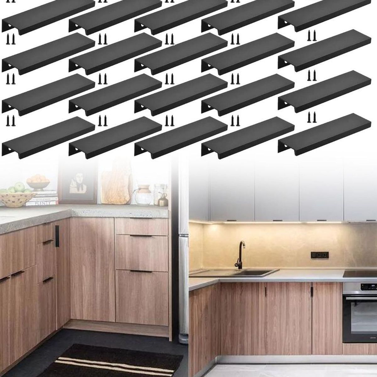 GENERICO - Tiradores Rectangulares para Cajón de Aluminio - 20 Unidades