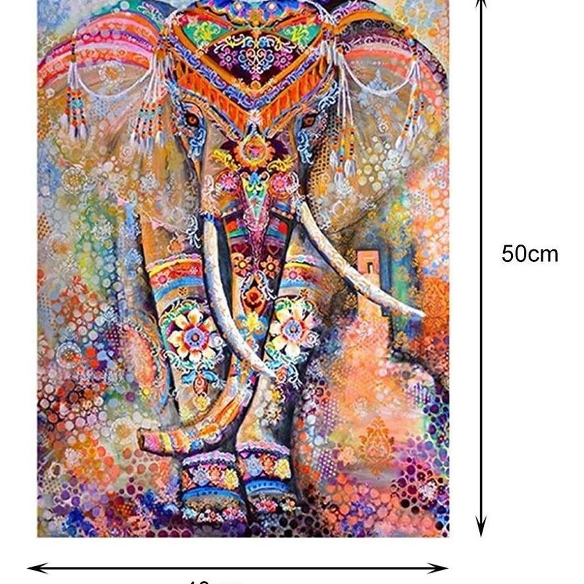 GENERICO - Kit de Pintura por Diamante - Elefante Hindú 40x50 cm