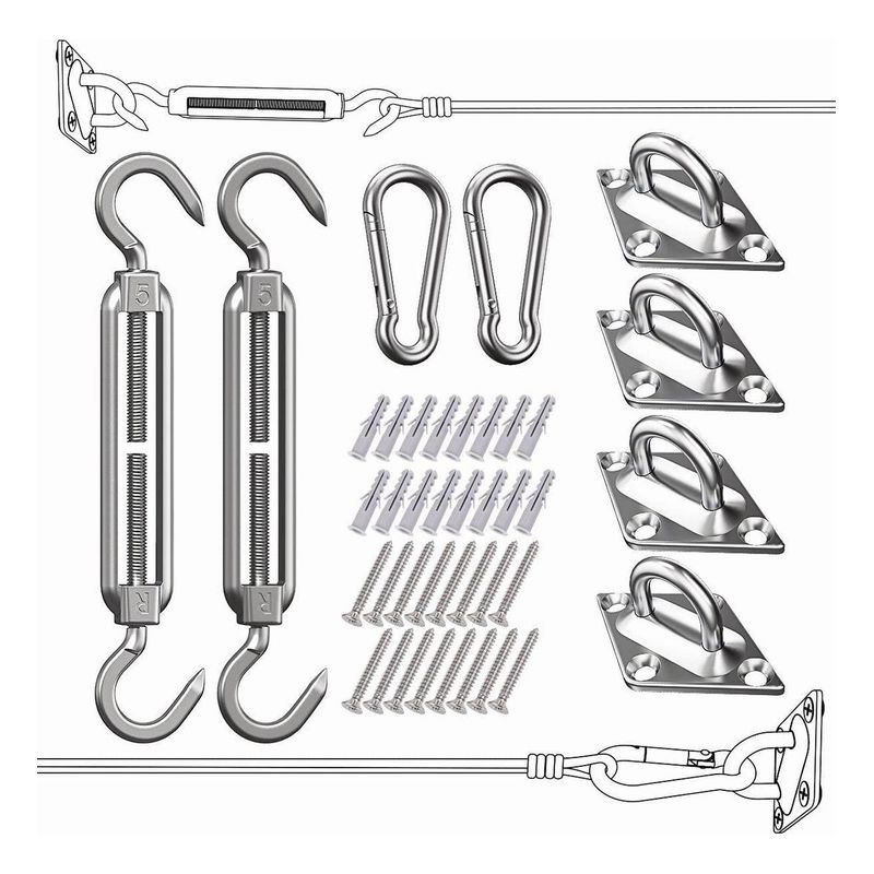 GENERICO - Kit de Anclaje para Toldos de Acero Inoxidable