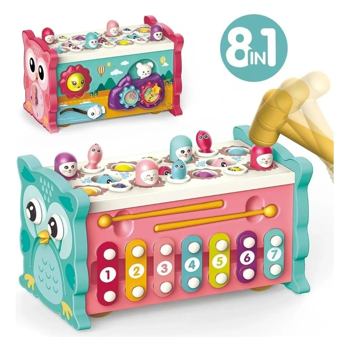 GENERICO - Juguete Montessori Búho Musical con Martillo para Bebés