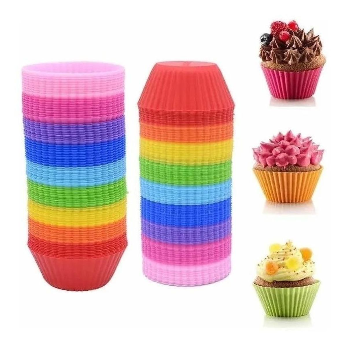 GENERICO - Set de 12 Moldes de Silicona para Cupcakes y Muffins