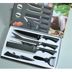 GENERICO - Juego de 6 Cuchillos de Cocina con Tijeras y Pelador