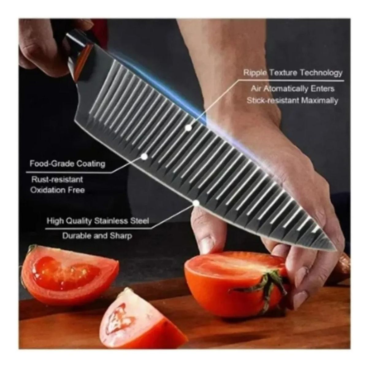 GENERICO - Juego de 6 Cuchillos de Cocina con Tijeras y Pelador