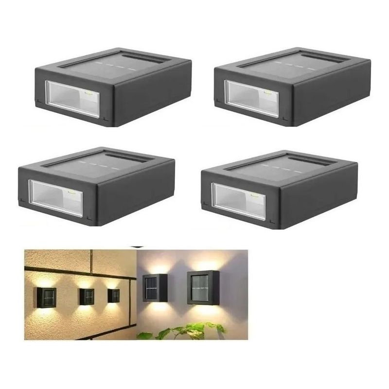 GENERICO - Pack de 4 Apliques Cuadrados LED para Exterior Solar