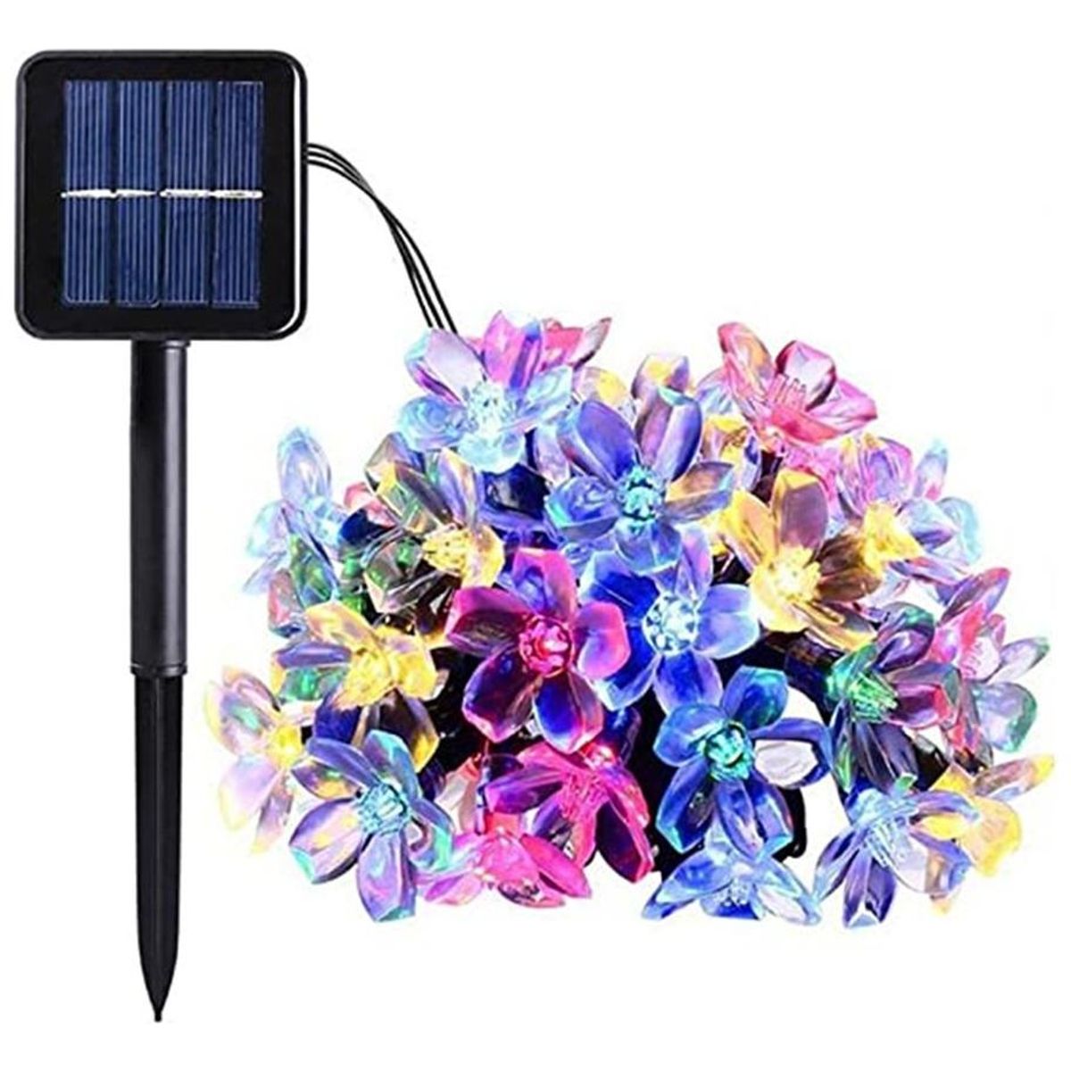 GENERICO - Guirnalda LED Solar de Flores para Decoración 12 Metros