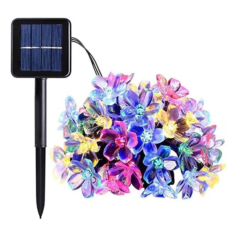 GENERICO - Guirnalda LED Solar de Flores para Decoración 12 Metros