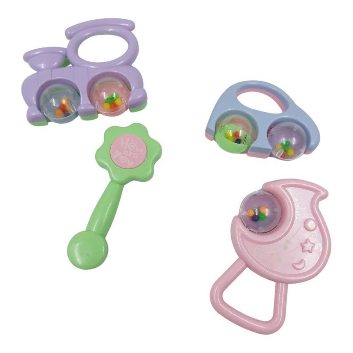 GENERICO - Pack de 4 Sonajeros de Colores Pasteles para Bebés